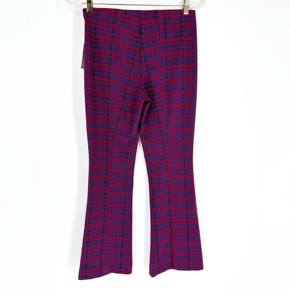 Anthropologie Maeve Margot Red Blue Plaid Flare Leg Pull On Stretch Pants New XS - Picture 6 of 12